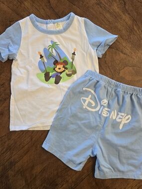 Disney Light Blue and White Mickey Mouse Short Sleeve Set